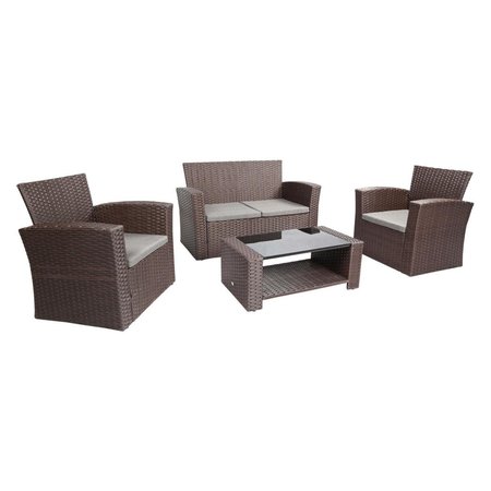 BANER GARDEN 350 lbs Outdoor Furniture Complete Patio PE Wicker Rattan Garden Set 4 Piece Chocolate N87CH